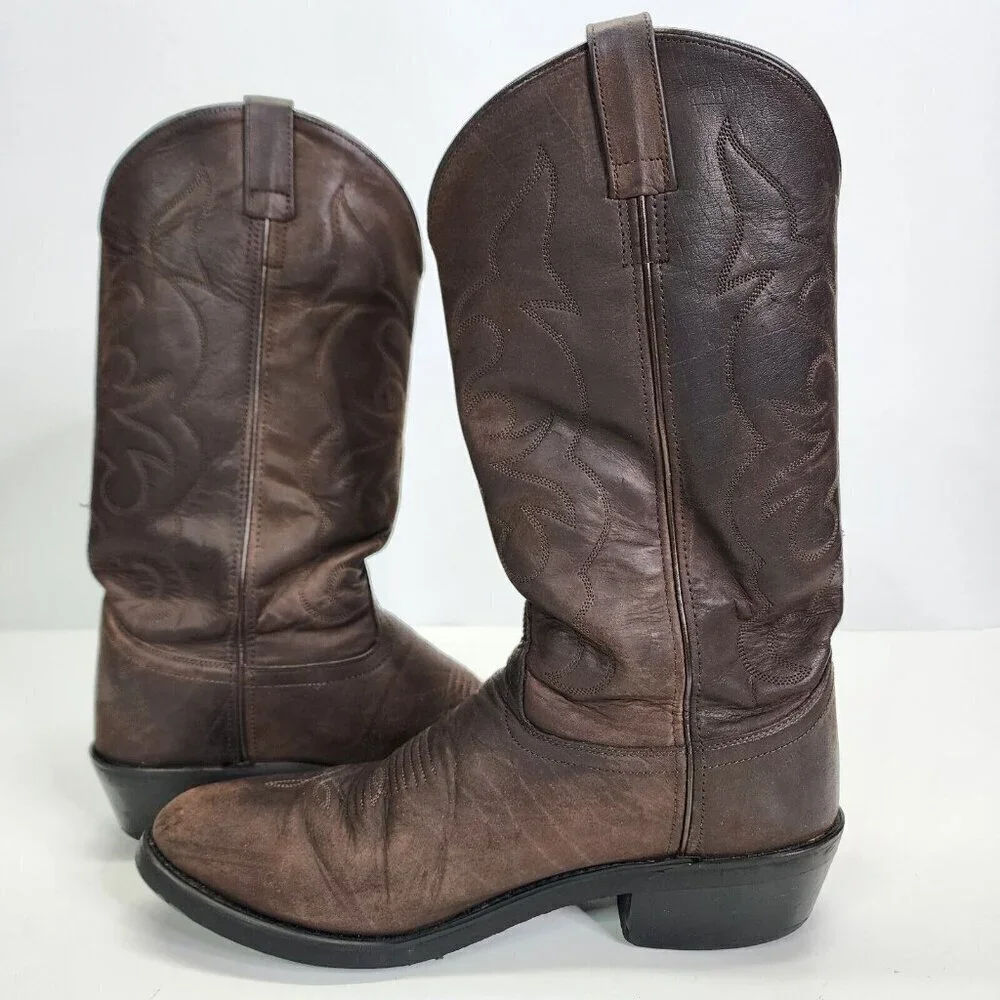 Old West Men's TBM3051 Brown Leather‎ Mid-Calf Western Boots - Size 9.5 D
